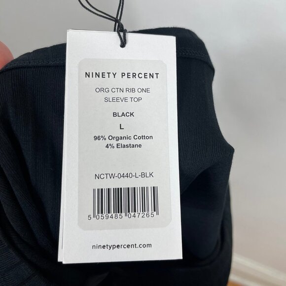 Ninety Percent  One Shoulder Rib Top  Black, L - Picture 7 of 7